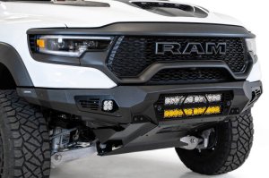 RAM 1500 TRX Bumper - Front - Addictive Desert Designs - Bomber with Dual 20-inch LED Bar Mounts - Hammer Black with Satin Black panels - `21-`27